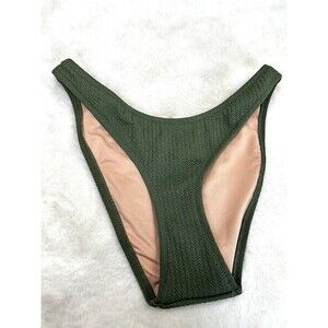 J Crew Women's Green Bikini Bottom Textured Cheeky BC050